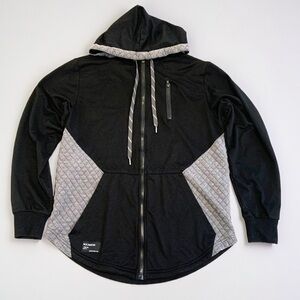Rocawear Black & Gray Quilted Full-Zip Hoodie Small